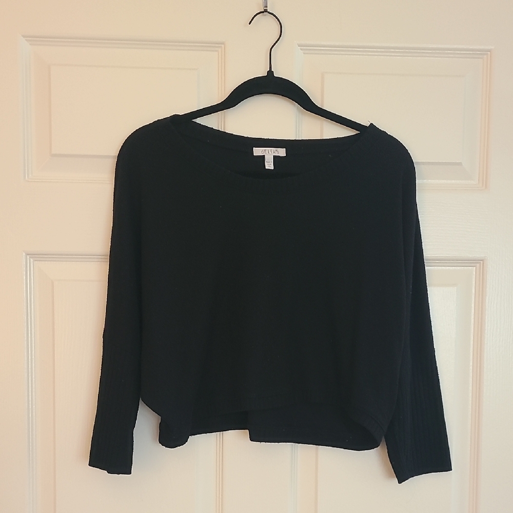 dELiA*s Black Ribbed Crew Neck Top